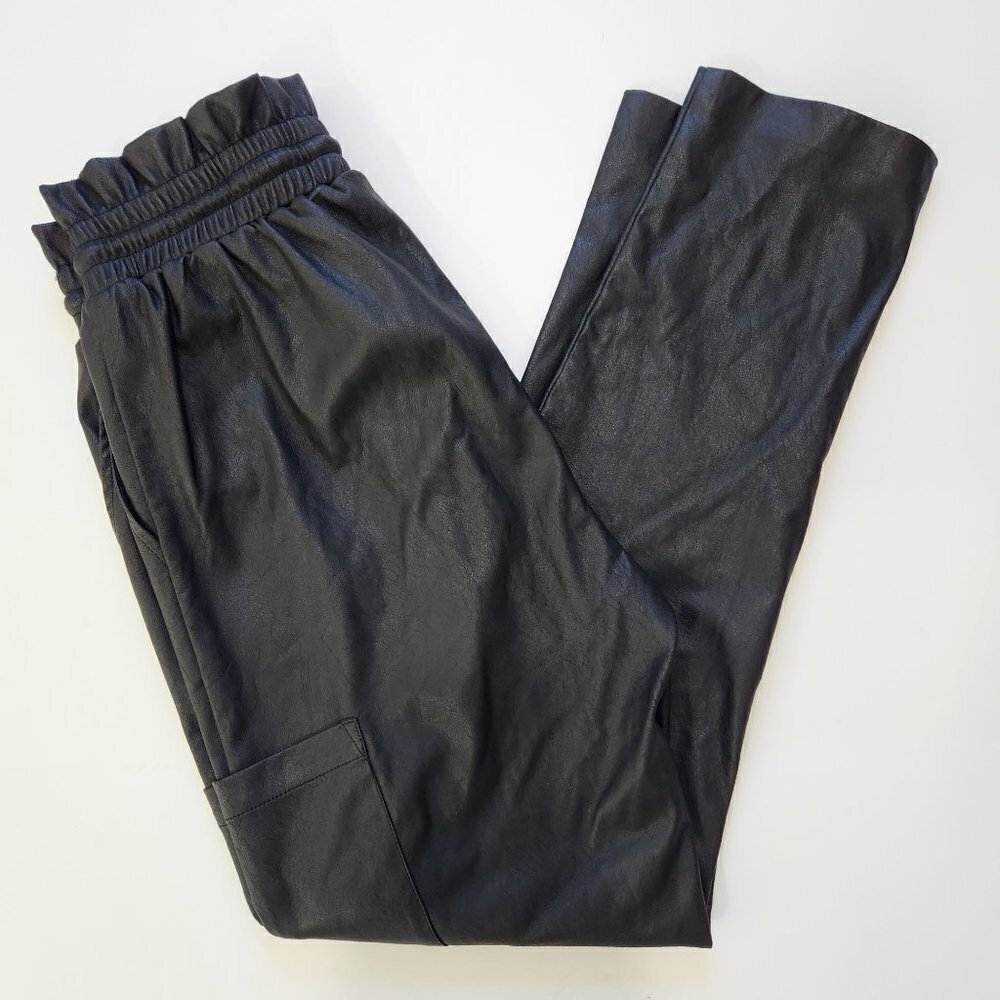 n: Philanthropy Morena Faux Leather Pants S Black Paperbag Waist Ankle Length‎ - Picture 8 of 10